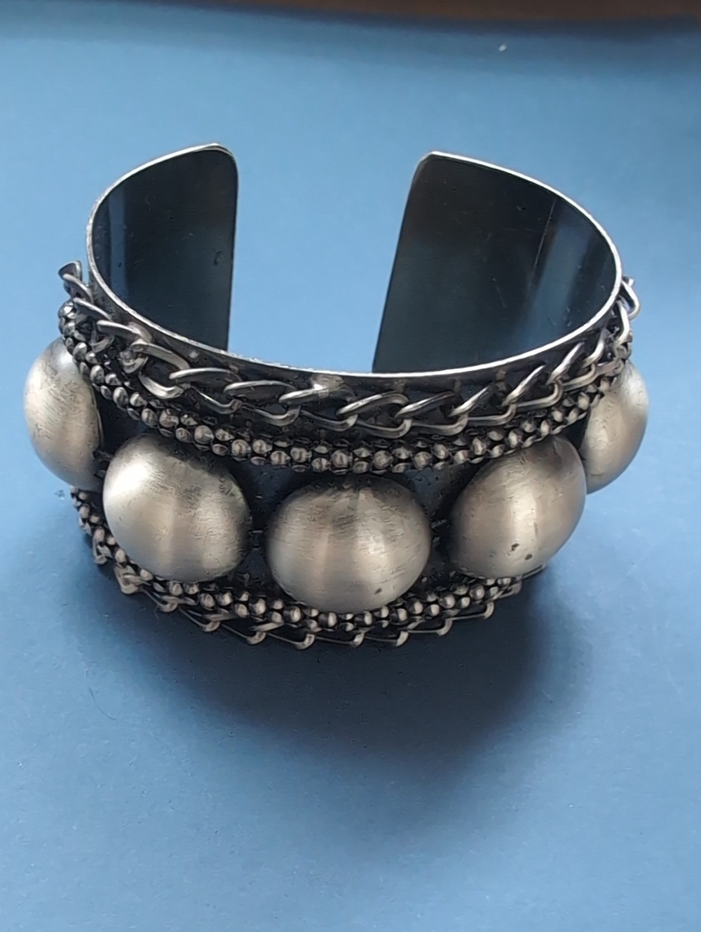 Chunky Silver Bead Chain Cuff Bracelet - Women's Jewelry